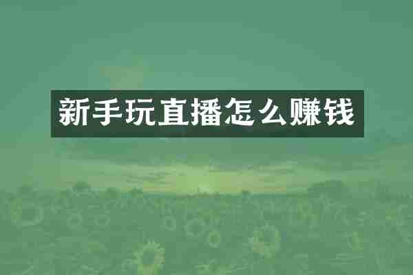 新手玩直播怎么赚钱