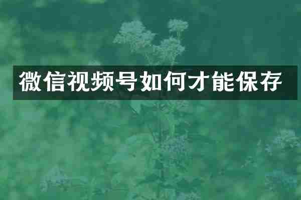 微信视频号如何才能保存