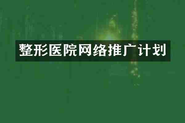 整形医院网络推广计划