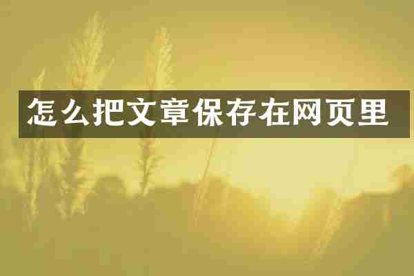 怎么把文章保存在网页里
