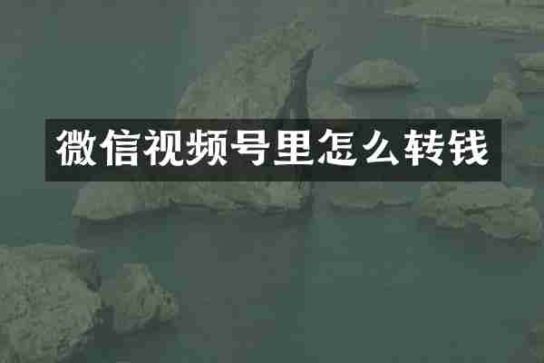 微信视频号里怎么转钱