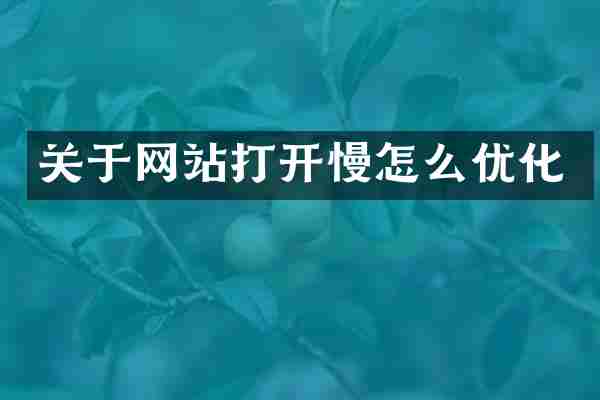 关于网站打开慢怎么优化