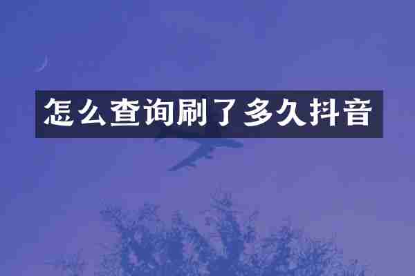 怎么查询刷了多久抖音