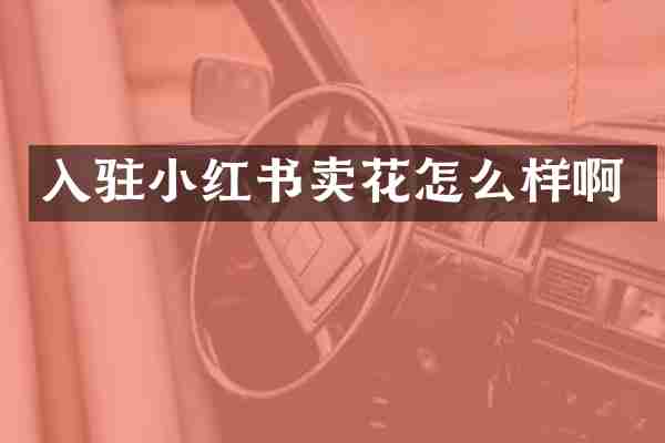 入驻小红书卖花怎么样啊