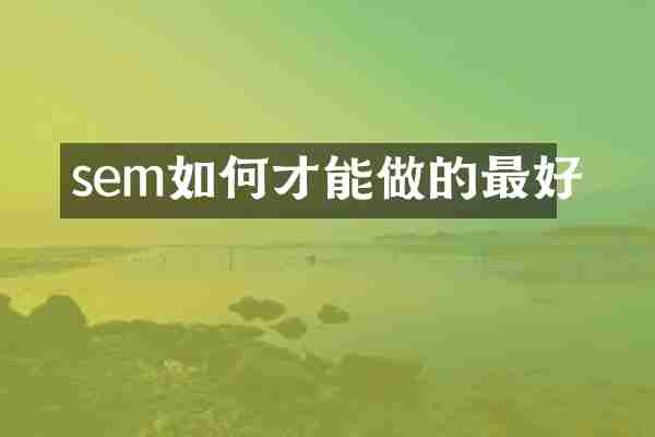 sem如何才能做的最好