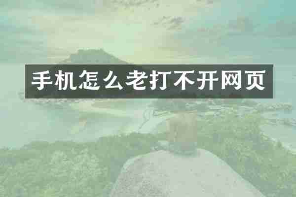 手机怎么老打不开网页