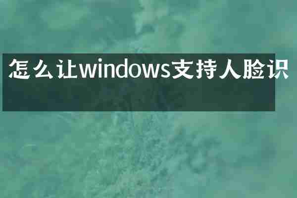 怎么让windows支持人脸识别