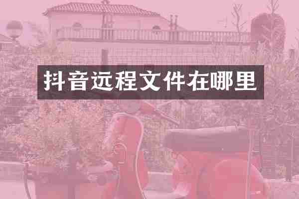 抖音远程文件在哪里