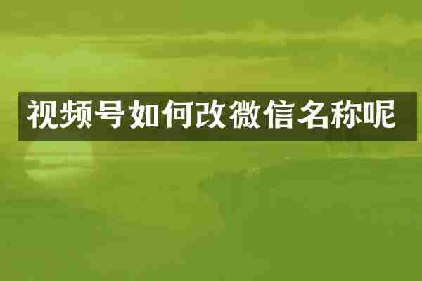 视频号如何改微信名称呢