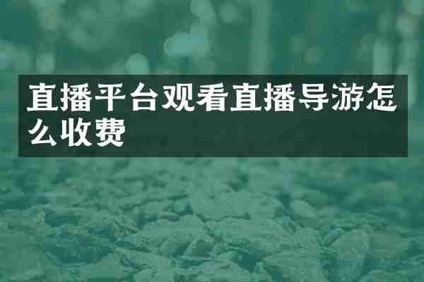 直播平台观看直播导游怎么收费