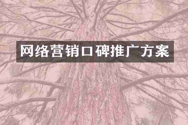 网络营销口碑推广方案