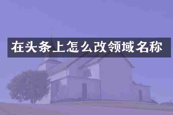 在头条上怎么改领域名称