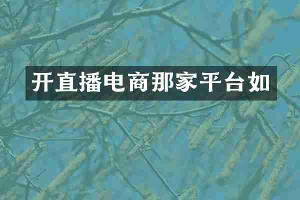 开直播电商那家平台如