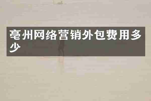 亳州网络营销外包费用多少