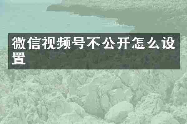 微信视频号不公开怎么设置