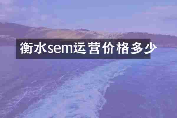 衡水sem运营价格多少