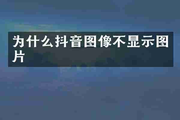 为什么抖音图像不显示图片