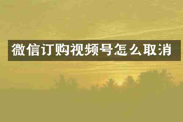 微信订购视频号怎么取消