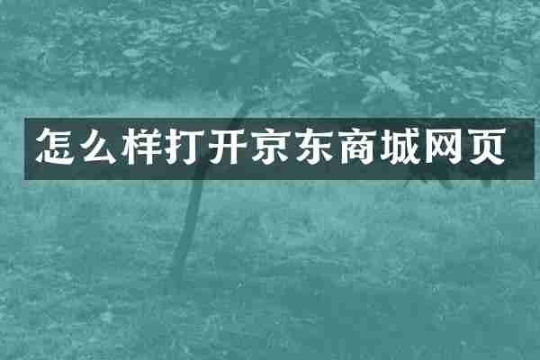 怎么样打开京东商城网页