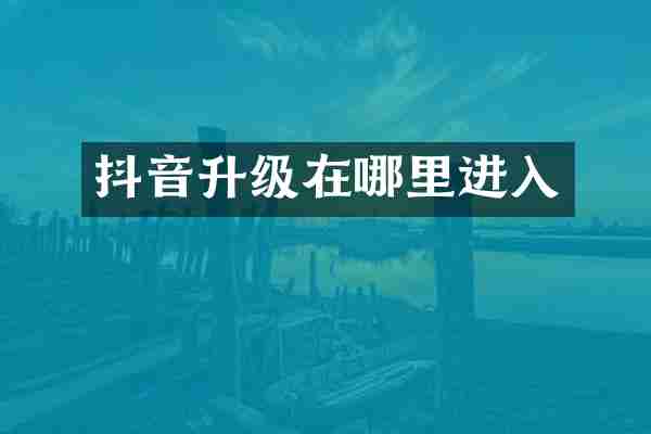抖音升级在哪里进入