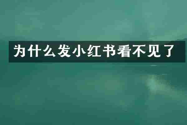 为什么发小红书看不见了