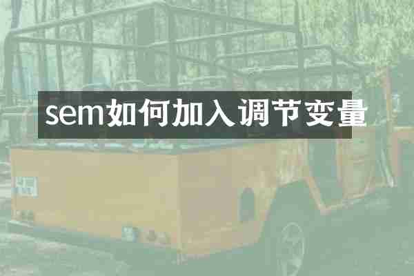 sem如何加入调节变量