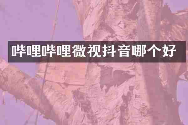 哔哩哔哩微视抖音哪个好