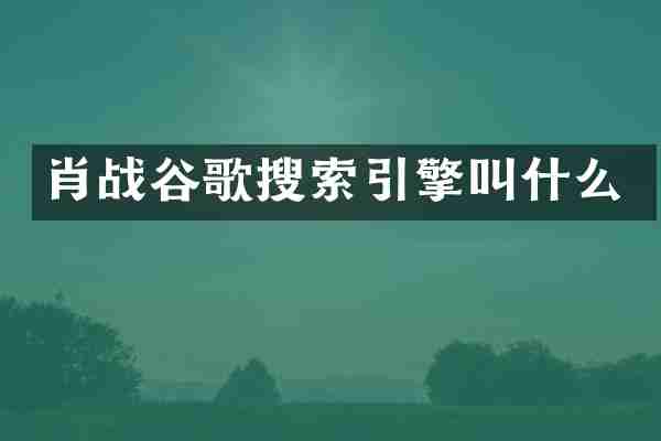 肖战谷歌搜索引擎叫什么
