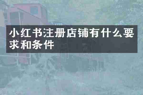 小红书注册店铺有什么要求和条件