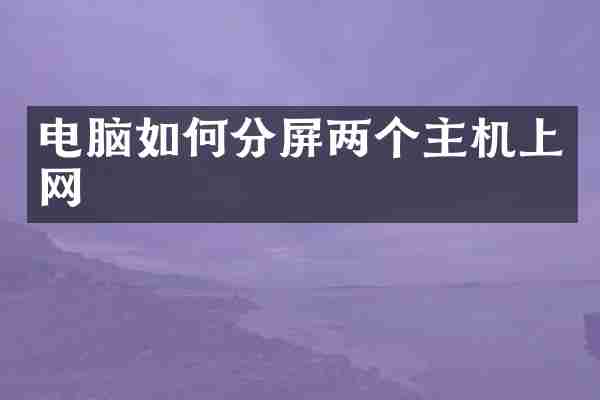 电脑如何分屏两个主机上网