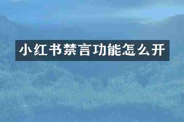 小红书禁言功能怎么开
