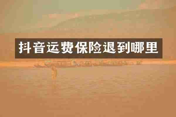 抖音运费保险退到哪里