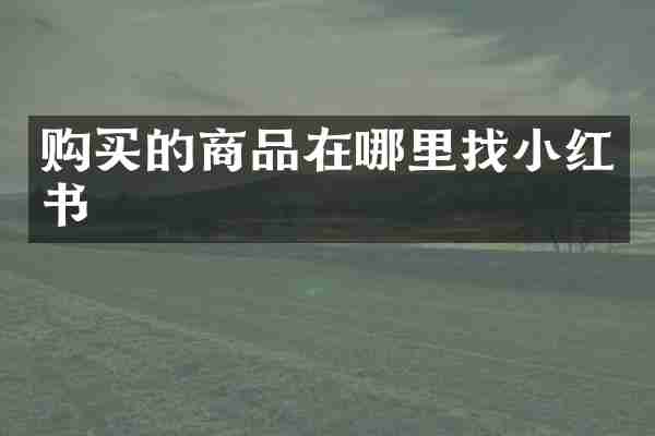 购买的商品在哪里找小红书