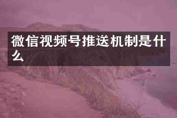 微信视频号推送机制是什么