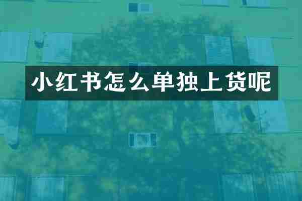 小红书怎么单独上货呢