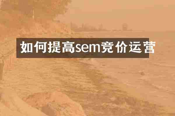 如何提高sem竞价运营