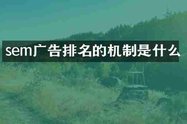 sem广告排名的机制是什么