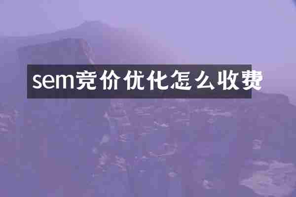sem竞价优化怎么收费