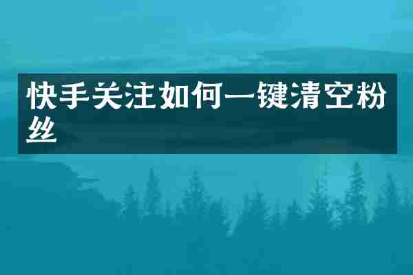 快手关注如何一键清空粉丝