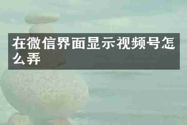 在微信界面显示视频号怎么弄