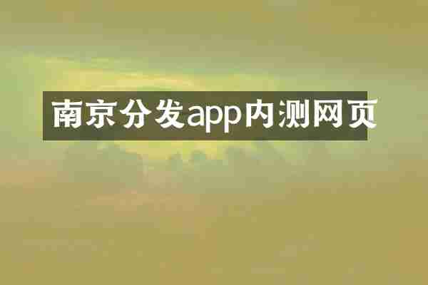 南京分发app内测网页