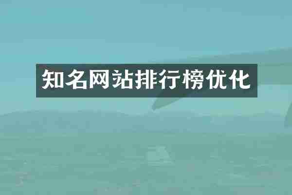 知名网站排行榜优化