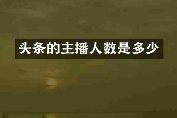 头条的主播人数是多少