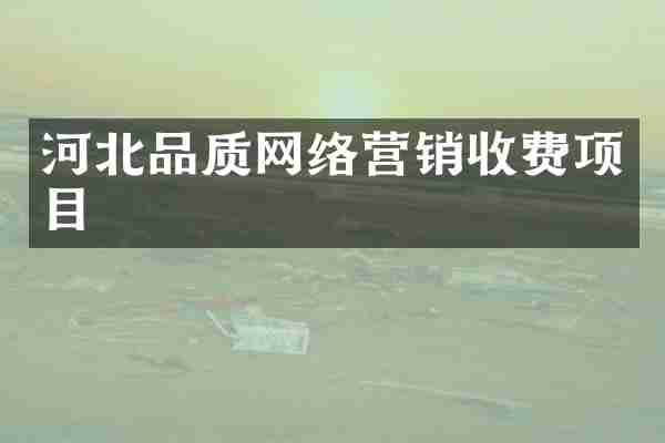 河北品质网络营销收费项目