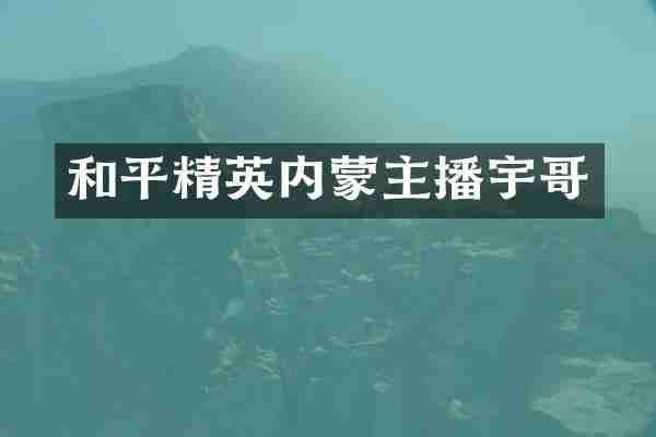 和平精英内蒙主播宇哥