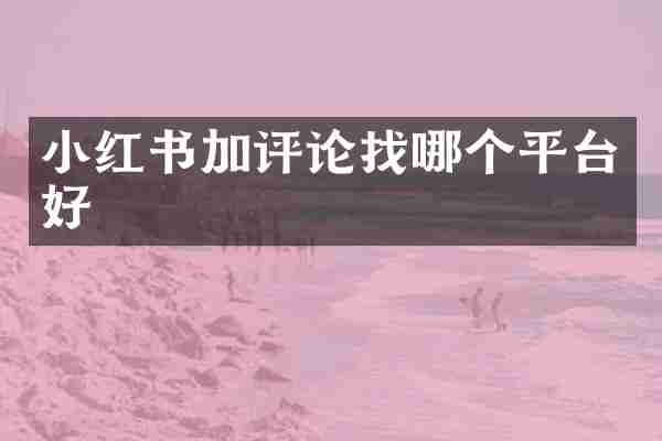 小红书加评论找哪个平台好
