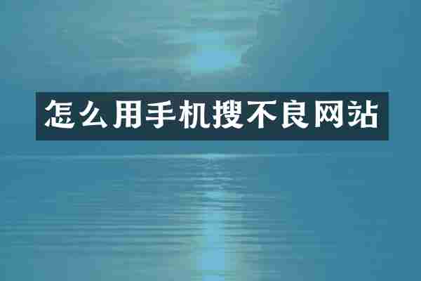 怎么用手机搜不良网站