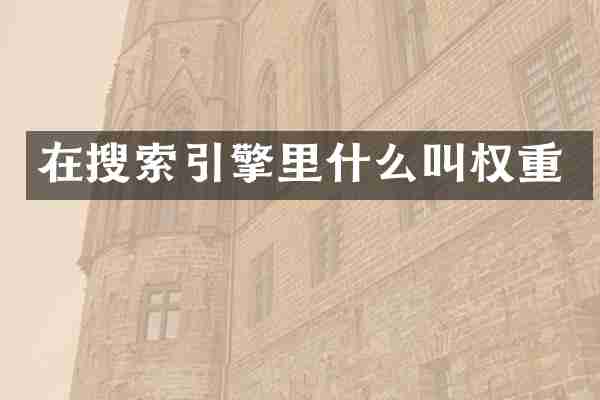 在搜索引擎里什么叫权重