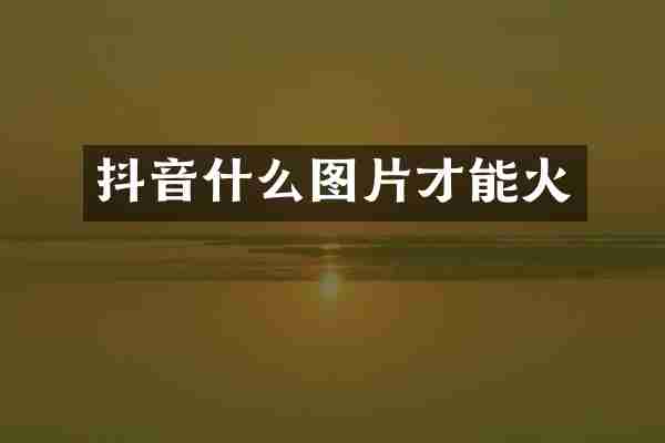 抖音什么图片才能火