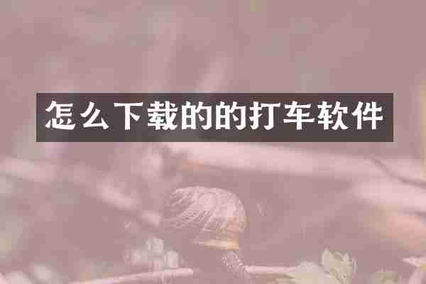 怎么下载的的打车软件